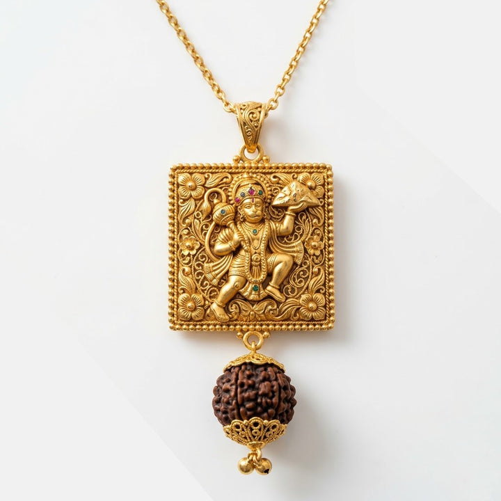 Hanuman Rudraksha Pendant with Bajrangbali Idol in Gold Finish | India's Most Authentic  Lab & X-ray Certified Rudraksha Collection – Rudrapure.com