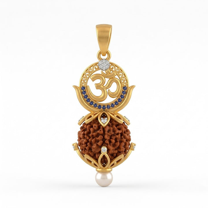 Om Rudraksha Pendant with Pearl Drop in Gold Finish for Peace | India's Most Authentic  Lab & X-ray Certified Rudraksha Collection – Rudrapure.com