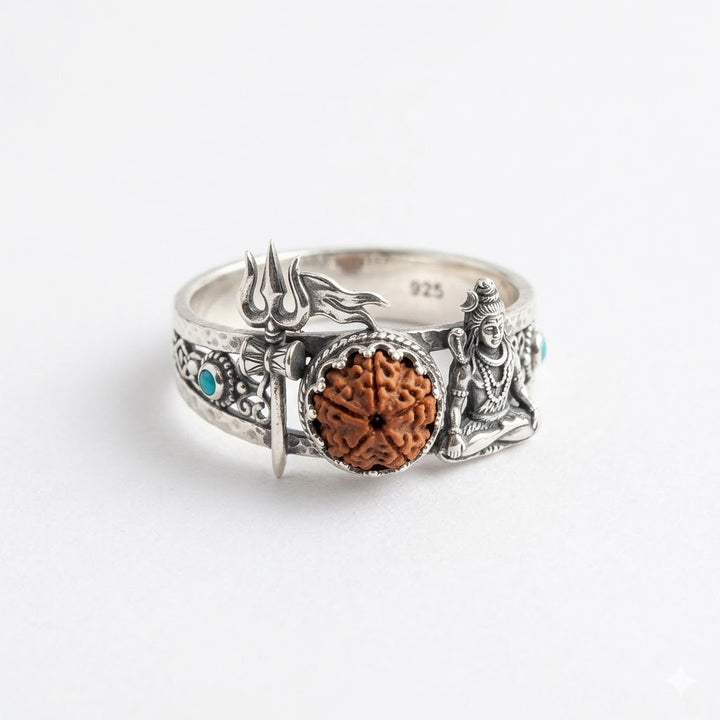 Shiv Trishul Rudraksha Sterling Silver Ring | India's Most Authentic  Lab & X-ray Certified Rudraksha Collection – Rudrapure.com